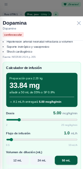 Calculador de infusión